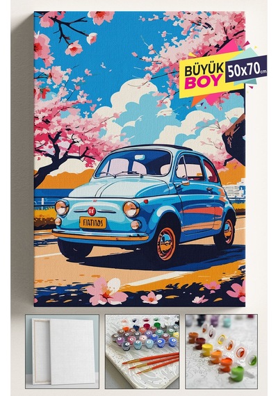 Sayılarla Boyama Seti Numaralı Tuval Fırça Boya Dahil Kasnaklı Set 50x70 Cm - 500l