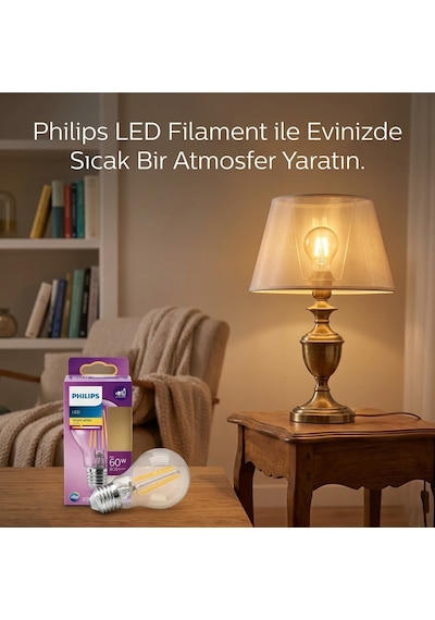 Led Filament Rustik Ampul E27 7w Cam Gövde Sarı
