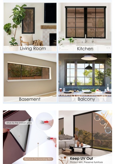75x100 Cm Brown Silver Aynalı Cam Filmi Statik Uv Güneş Koruyucu Cam Kaplama
