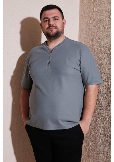 Buratti Büyük Beden Pamuklu Regular Fit Erkek T Shirt 5902653B Açık Haki