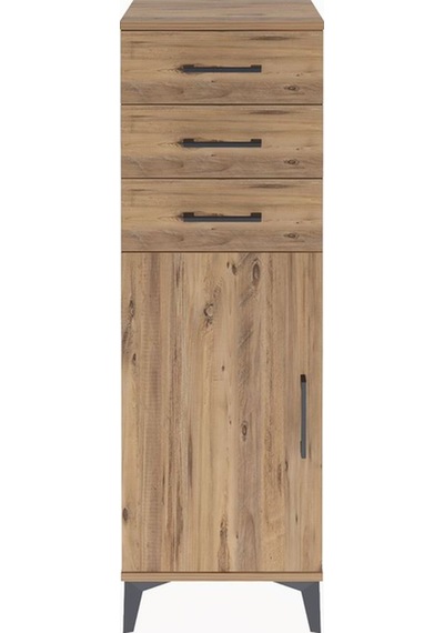 Arges Dolap 3 Çekmeceli Tek Kapaklı 44x30x134 Çam-çam Çam