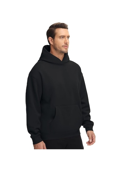 Da Vinci Erkek Siyah Oversize Basic Kapüşonlu Hoodie/sweatshirt 3 Siyah