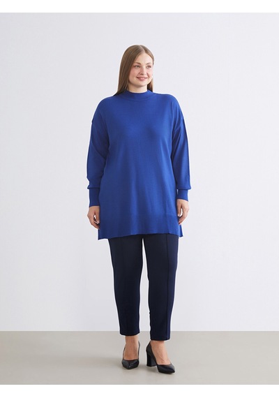 Lcw Modest Mavi Dik Yaka Kadın Triko Tunik