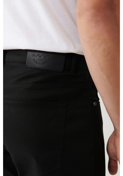 Avva Erkek Siyah Soft Touch Pamuklu Slim Fit Pantolon B003038