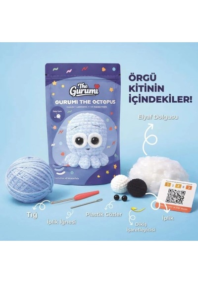 The Gurumi Ahtapot Örgü Öğrenme Kiti Tg001