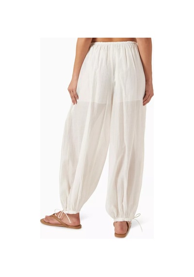 12storeez Cotton Silk Drawstring Pants, Astarlı Ve Hafif Harem Pantolon Beyaz