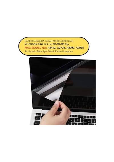 Macbook Pro 14.2 İnç M2 M3 M4 M5 Uyumlu Parlak Anti Scratch Ekran Koruyucu Retina Net Görüntü Cam Hissi Touch Id Şeffaf