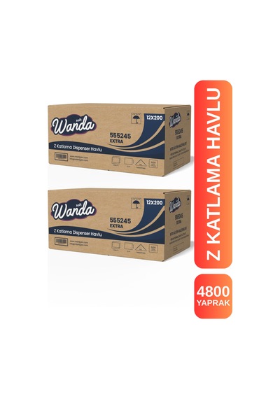 Wanda Soft Z Katlama Kağıt Havlu Extra 21x21 Cm 24 Paket X 200 Yaprak Dayanıklı & Dispenser Uyumlu
