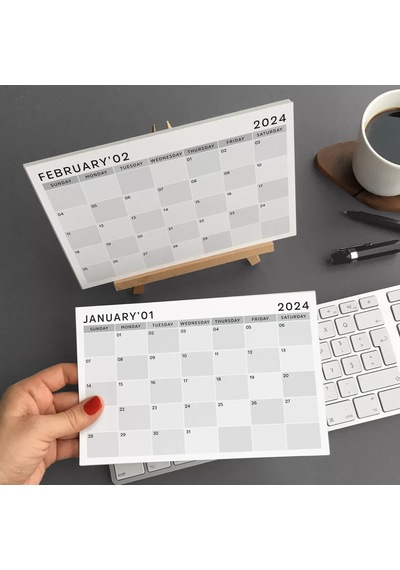 Amerikan Standardı 2027 Masa Takvimi Pazar Günü Başlangıç ,ahşap Şövale Takvim, Grinin Tonları 2027