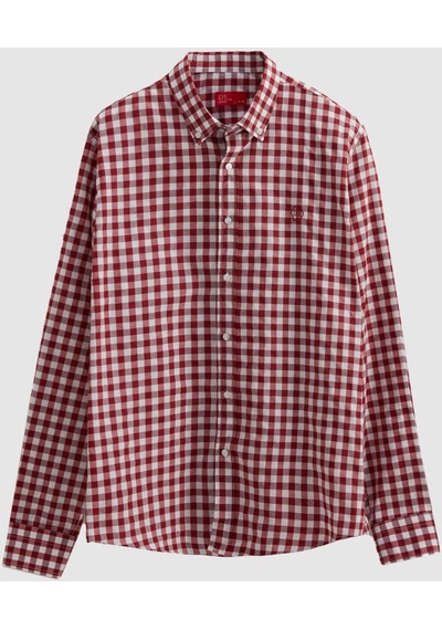 D'S Damat Ds Damat Slim Fit Bordo Kareli Ekoseli Gömlek 7HC02ORT09265 Bordo