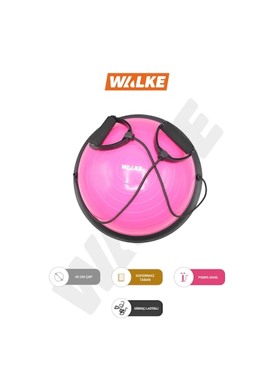 Walke 45 Cm Bosu Ball Yarim Denge Topu Pilates Aleti Direnc Lastikli Pompa Dahildir
