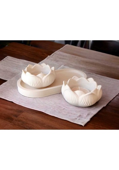 Bernami Mumluk Şamdanpinterest Dekoratif Salon Aksesuar - Oval Stand- Lotus Çiçek Mumluk Diğer