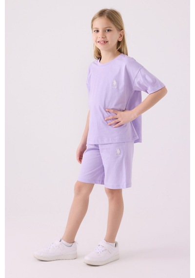 U.S. Polo Assn. U.s. Polo Assn Kız Çocuk Mor Bermuda Takım Us1848-c-v27 Mor