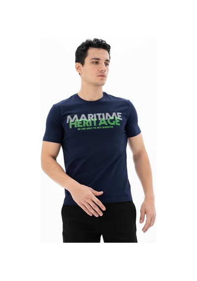AR-MA Arma Erkek Slim Fit Bisiklet Yaka Tişört Y25344452201 Lacivert