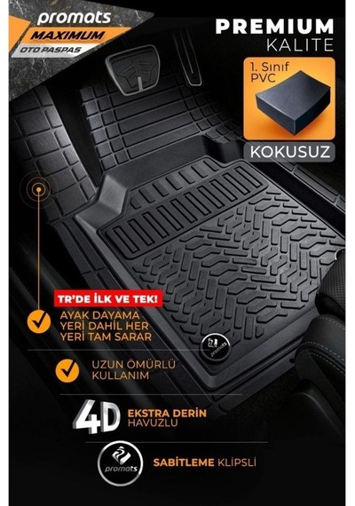 Carmind Üniversal Havuzlu Oto Paspas Siyah P89045