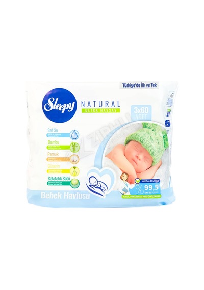 4 Adet Sleepy Natural Islak Havlu 3 X 60