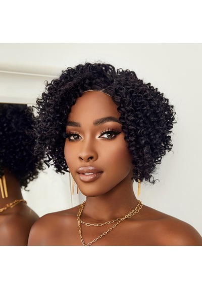 Siyah Kısa Afro Yan Tül Peruk - Zmff-582325 Çok Renkli