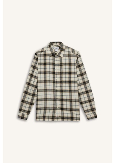 Defacto Regular Fit Polo Yaka Kareli Pamuklu Uzun Kollu Gömlek E8152ax25aunv125 Lacivert