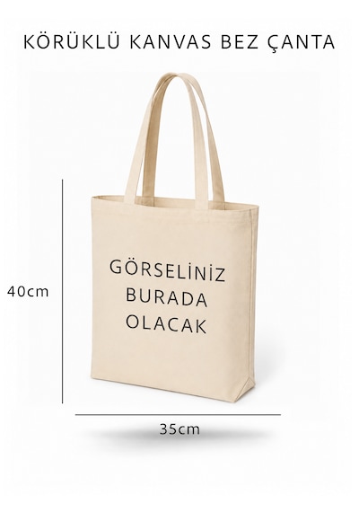 Lunora Collection Kişiye Özel Tasarım Körüklü Kanvas Bez Çanta Ham Renk
