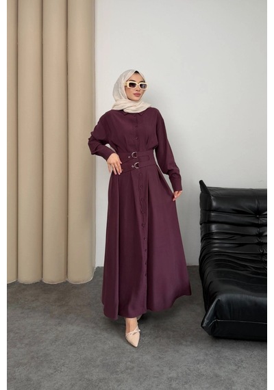 Mihran Butik Valeno Model Coupra Model Kumaş Kemer Detaylı Elbise Bordo