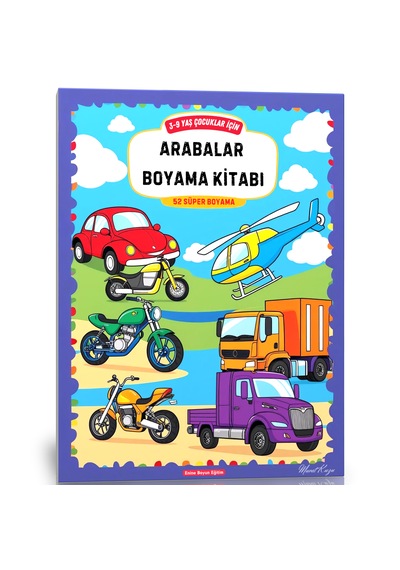 3-9 Yaş Çocuklar İçin Arabalar Boyama Kitabı 52 Süper Boyama