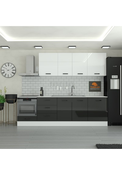 275 Cm Mutfak Dolabı Mdf Kapak Tezgah Dahil Yrkn275 99 Siyah