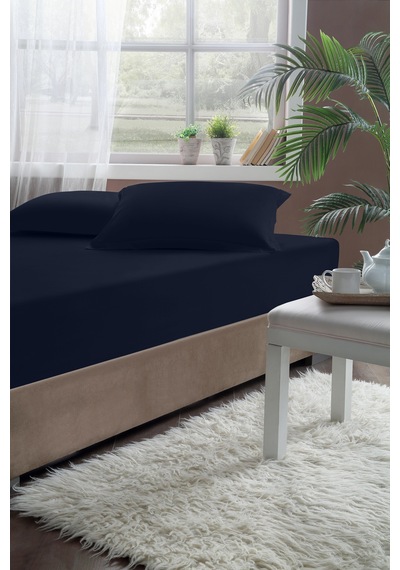 Pierre Cardin Pamuk Saten Lastikli Çarşaf 160x200 Lacivert