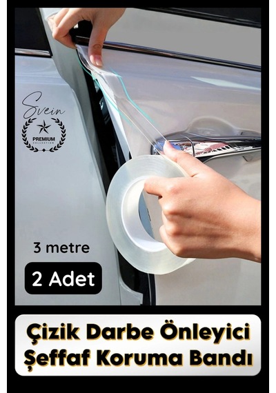 Svein Kapıkoruma 2 Adet 3 Metre Oto Kapı Çizik Önleyici Şeffaf Koruma Bandı Darbe Koruyucu İz Bırakmaz