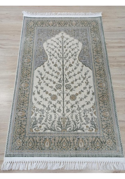 100 Tarak İpeksi Seccade Krem Dark Green Krem Yeşil