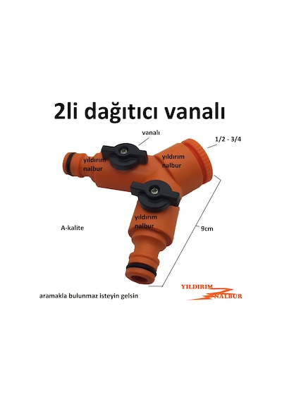 Musluk Hortum Bağlama Aparatı 2li Dağıtıcı Model Vanalı