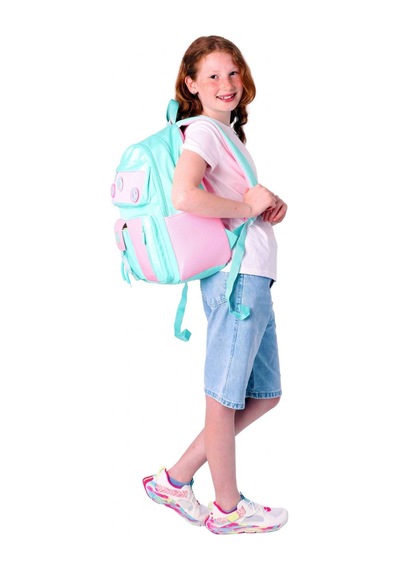 Kaukko Travel Beş Bölmeli Rozetli Kız Çocuk Okul Ve Günlük Sırt Çantası - Turkuaz Pembe - K1826 Turkuaz - Pembe