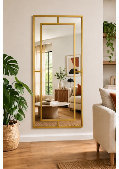 Effe Gold Metal Çerçeveli Yıldız 180x80 Cm Dekoratif Ayna