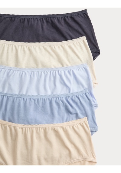 Marks & Spencer 5'li Cotton Lycra Short Külot Seti T61004933p Mavi Mix
