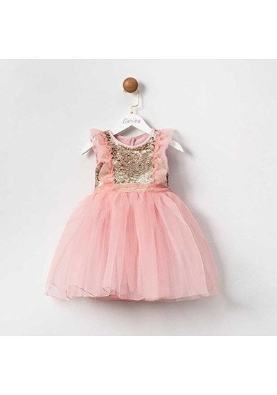 Dream Kız Çocuk Payetli Pembe Şifon Elbise Pembe