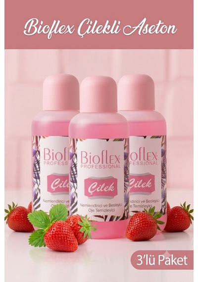 Bioflex Çilekli Aseton 220 Ml 3 Adet