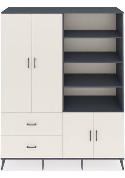 Hyperion Gardrop 7 Raflı 2 Çekmeceli Tek Askılı 176x44x221 Antrasit-aytaşı Aytaşı Hyperion Gardrop 7 Raflı 2 Çekmeceli Tek Askılı 176x44x221 Antrasit-aytaşı Aytaşı