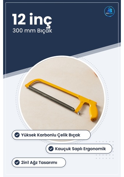 Demir Testeresi 12 İnç 300 Mm 2in1 Metal İskelet Kauçuk Saplı Yük