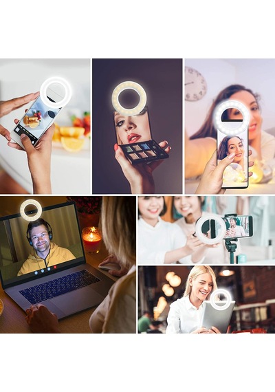 Apexel Halka Led Selfie Işığı 3 Renk Modlu Şarjlı - Telefon Tablet Notebook Uyumlu Makyaj Çekim Dış Çekim Lambası