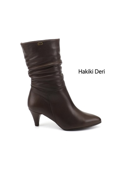 Gönderir Kadın Kahverengi İnce Topuklu Körüklü Hakiki Deri Çizme Gkzc13452547