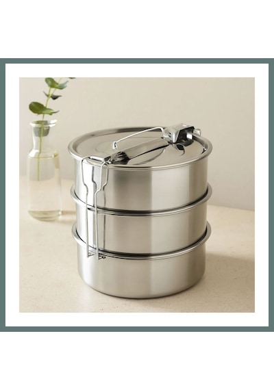 Ventra 3 Katlı Çelik Sefer Tası 16 Cm - Yemek Taşıma Kabı Ventra Diğer