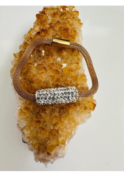 Zirkon Taşlı Mıknatıslı Kadın Çelik Bileklik 18 Cm Gold - Çelik Zirkon Taşlı Mıknatıslı Kadın Çelik Bileklik 18 Cm Gold - Çelik