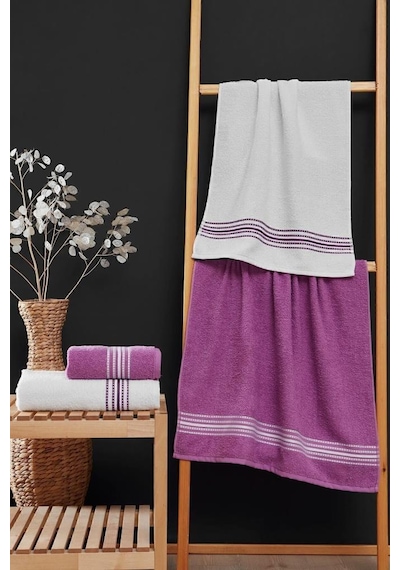 4 Lü Banyo Havlusu Seti Elvin Lila - 70x140 Lila