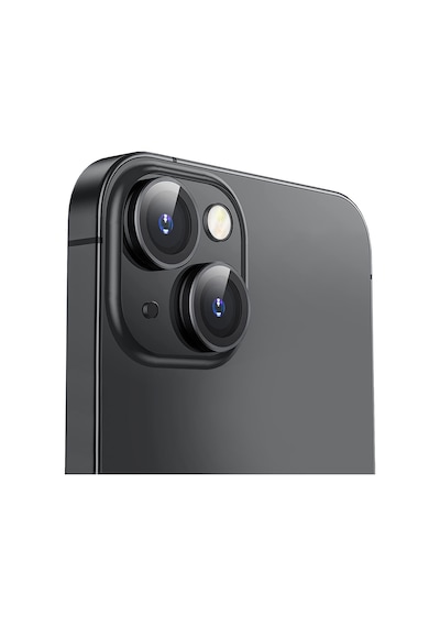 Buff Apple Uyumlu iPhone 15 / 15 Plus Kamera Metal Lens Koruyucu Siyah