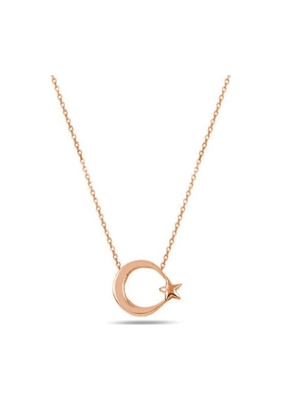 Brezza Lusso Jewelry 925 Ayar Gümüş Ay Yıldız Kolye Kadın Kolye Sade Sevenlere (471056848) 45 CM