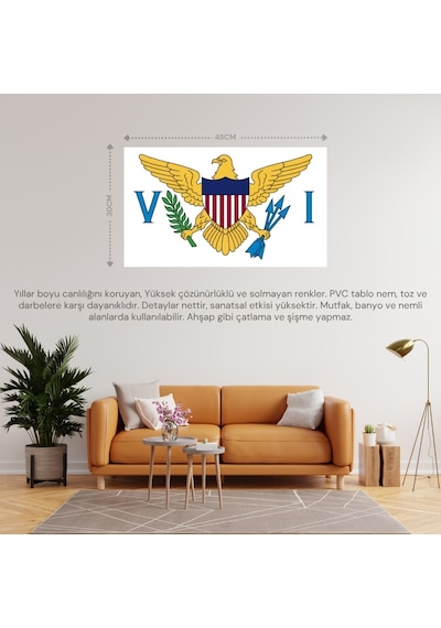 Vrg Adaları Ülke Bayrağı 45x30cm Duvar Tablosu Çerçevesiz Pvc Tablo