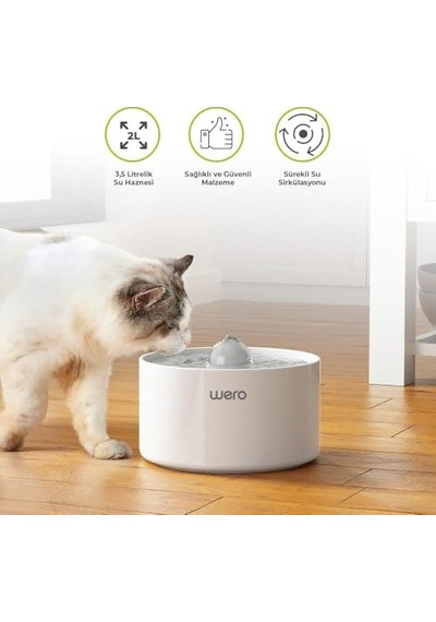 Wero Seramik 2 Lt Otomatik Kedi Su Pınarı