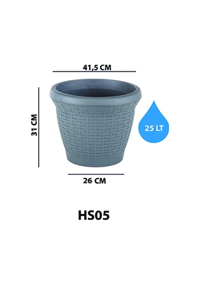 Hs05 Hasır Saksı Tabaklı 41,5cm, 25 Litre Beyaz