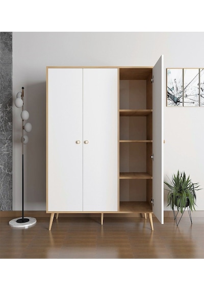 Floradesign Milano Gardırop /elbise Dolabı Üç Kapaklı Dolap Meşe