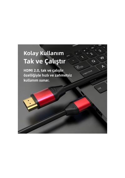 150cm Hdmı 2.0 İle 4k Ses Ve Görüntü 60hz Uhd Görüntü Aktarım Kablosu 19+1 Pin Erkek Erkek Tv Monitör Pc