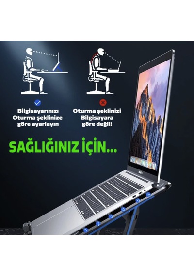 Çift Fanlı Turbo Notebook Soğutucu 2 Fanlı Yükseklik Ayarlı Soğutuculu Stand Yükseltici